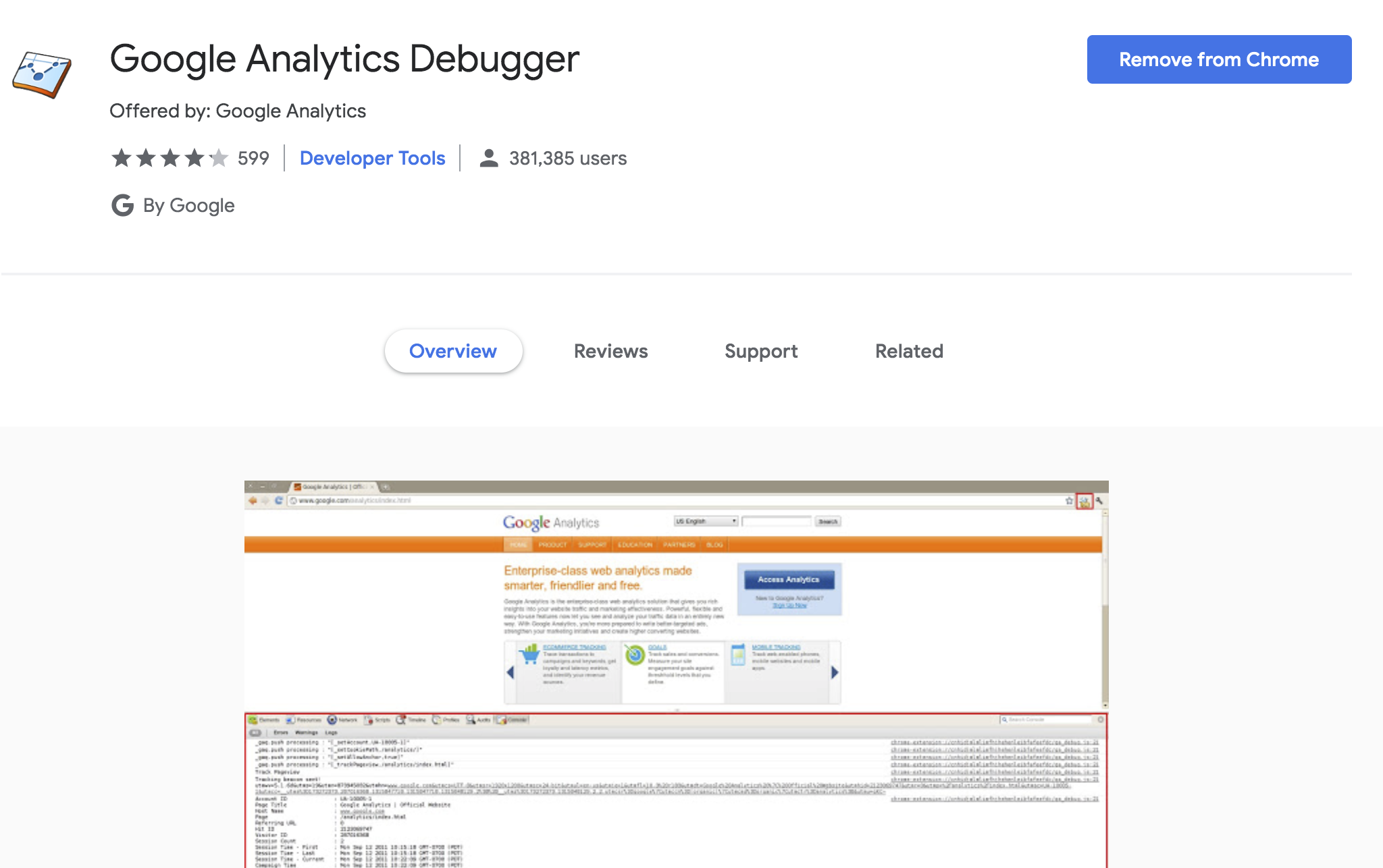 google analytics debugger